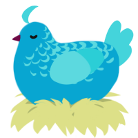 A cerulean and aqua chicken with a half-lace pattern