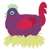 A overcast and crimson chicken with a lace pattern