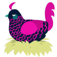 A tumblr and fuchsia chicken with a lace pattern