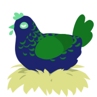 A navy and leaf chicken with a half-lace pattern