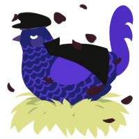 A navy and indigo chicken with a lace pattern