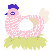 A rose and cream chicken with a lace pattern