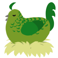 A chartreuse and leaf chicken with a half-lace pattern