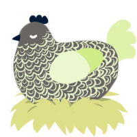 A grey and apple chicken with a double-lace pattern
