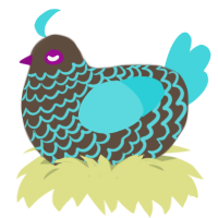 A bark and aqua chicken with a lace pattern