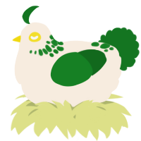 A cream and leaf chicken with a neck-speckle pattern