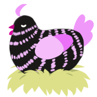 A sable and lavender chicken with a bar pattern