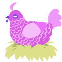 Box of Crayons, a orchid and lavender chicken with a lace pattern