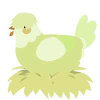 A lemon and apple chicken with a head pattern