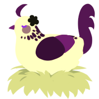 Blueberry Tart, a black and gluppy chicken with a neck-speckle pattern