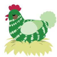A viridian and gluppy chicken with a bar pattern