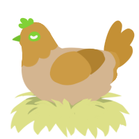 Clotilda, a beige and gold chicken with a head pattern