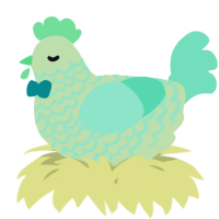 A gluppy and mint chicken with a lace pattern