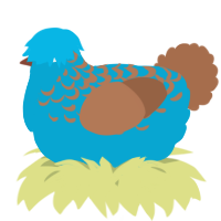 A cerulean and brown chicken with a half-lace pattern
