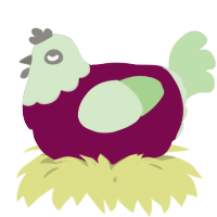 A wine and gluppy chicken with a head pattern