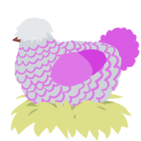 A mist and orchid chicken with a lace pattern