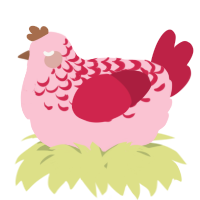 A rose and crimson chicken with a half-lace pattern