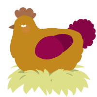 A ochre and maroon chicken