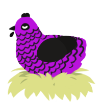 A amethyst and sable chicken with a lace pattern
