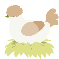 A white and beige chicken