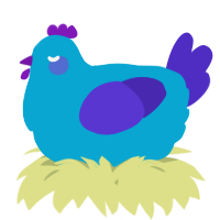 A cerulean and indigo chicken