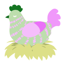 A gluppy and lavender chicken with a bar pattern