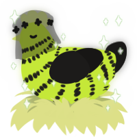 A lime and sable chicken with a bar pattern