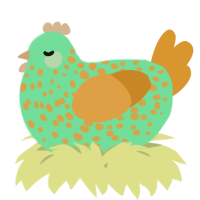 A spring and orange chicken with a speckle pattern
