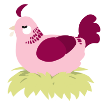 A rose and maroon chicken with a neck-band pattern