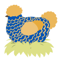 A ultramarine and honey chicken with a lace pattern