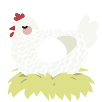 A white chicken with a lace pattern