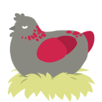 Rina, a ash and crimson chicken with a neck-speckle pattern