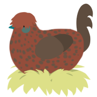 A russet and bark chicken with a speckle pattern