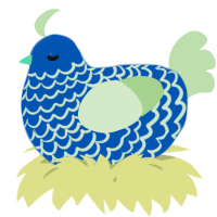 A ultramarine and gluppy chicken with a lace pattern
