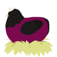A wine and sable chicken with a head pattern