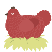 A red chicken with a lace pattern