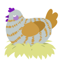 A silver and gold chicken with a bar pattern