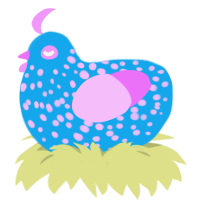 Cotton Candy, a sky and lavender chicken with a speckle pattern