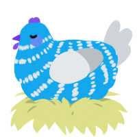 A sky and mist chicken with a bar pattern