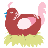 A red and rose chicken with a neck-band pattern
