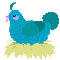A cerulean and teal chicken with a lace pattern