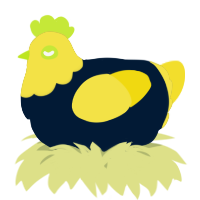 A tumblr and yellow chicken with a head pattern