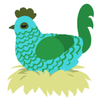 A aqua and viridian chicken with a lace pattern