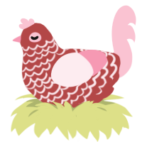 Brandywine Crabapple, a red and rose chicken with a lace pattern