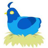 A sky and ultramarine chicken with a head pattern
