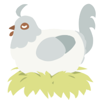 A white and silver chicken with a head pattern