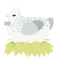 Helium, a white and silver chicken with a half-lace pattern
