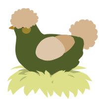 A olive and beige chicken