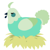 A mint and gluppy chicken with a head pattern
