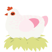 A white and rose chicken with a half-lace pattern